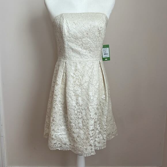 Lilly Pulitzer Marielle Cameo White Race For This Lace Strapless Dress - Picture 4 of 12